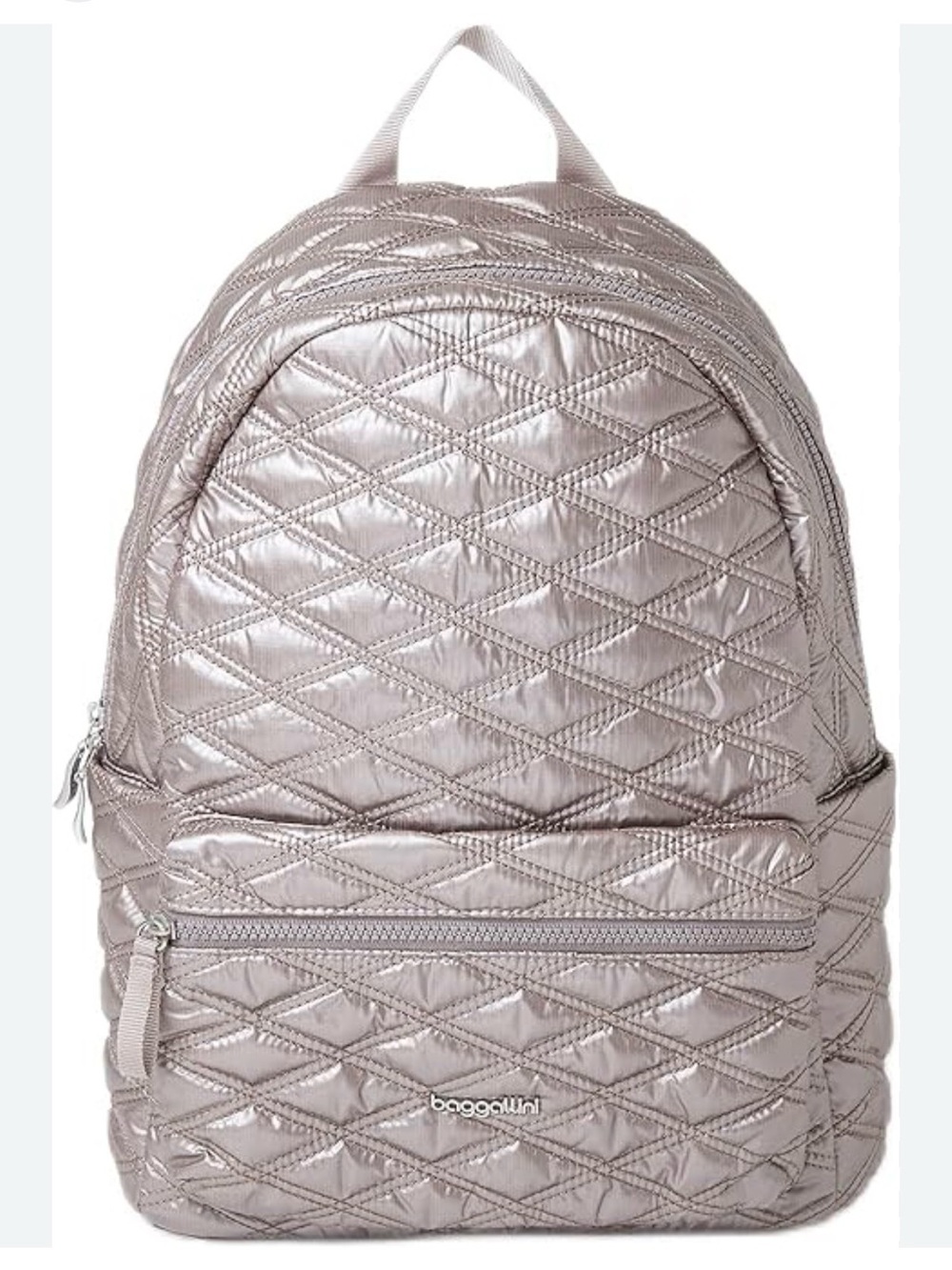 Baggallini Quilted Metallic Rose Gold Backpack